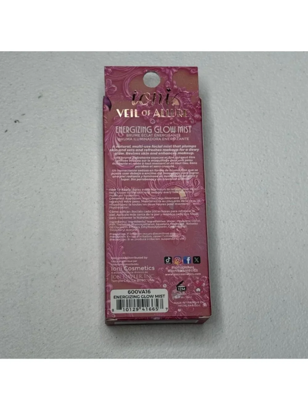 ioni Energizing Glow Mist Dewy Hydrating Finishing Spray New